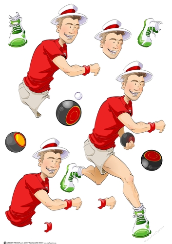 Young Lawn Bowls Dude Red Decoupage Sheet
