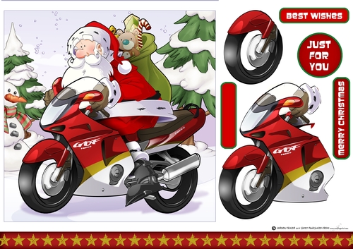 Motorbike Santa 7x7 Quick Card