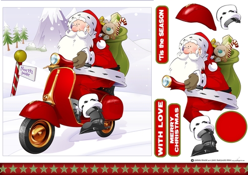 Moped Santa 7x7 Quick Card