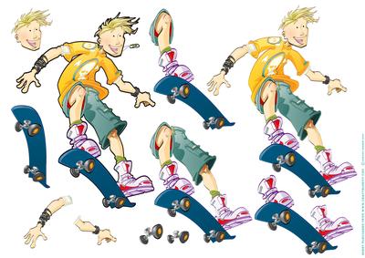 Skaterboy Teen Dude Blue Decoupage Sheet.