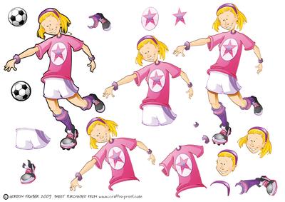 Football Lady/girl Pink Decoupage Sheet.