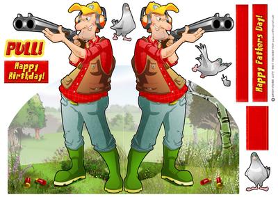 Clay Pigeon Shooting Dude Shaped Card.