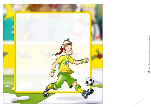 Football Dude Green and Yellow Christmas 8x8 Insert
