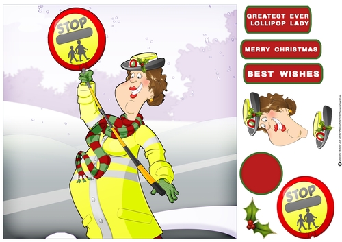 Christmas Lollipop Lady Dudess 8x8 Quick Card
