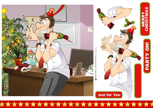 Office Christmas Party Dude 7x7 Quick Card