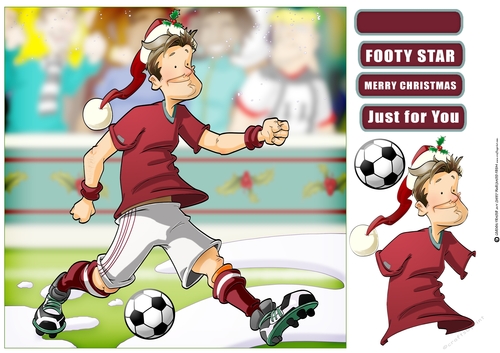 Football Dude Maroon and White Christmas 8x8 Quick Card