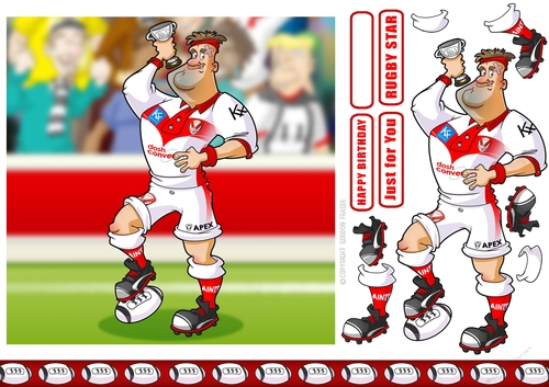 Rugby Dude: Saints White and Red 7x7 Quick Card