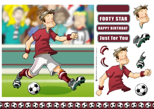 Football Dude Maroon and White 7x7 Quick Card