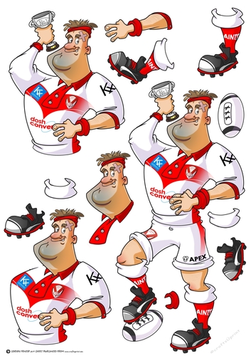 Rugby Dude: Saints White and Red Decoupage Sheet