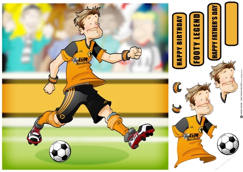 Football Dude Gold and Black 8x8 Quick Card