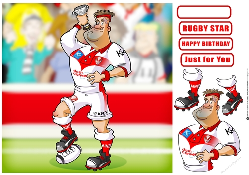 Rugby Dude: Saints White and Red 8x8 Quick Card
