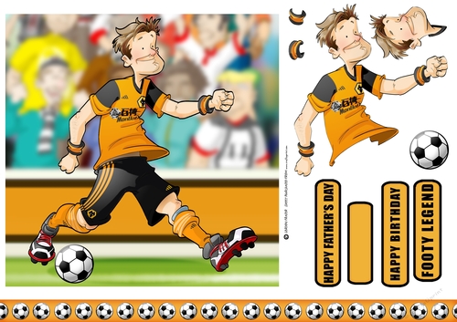 Football Dude Gold and Black 7x7 Quick Card