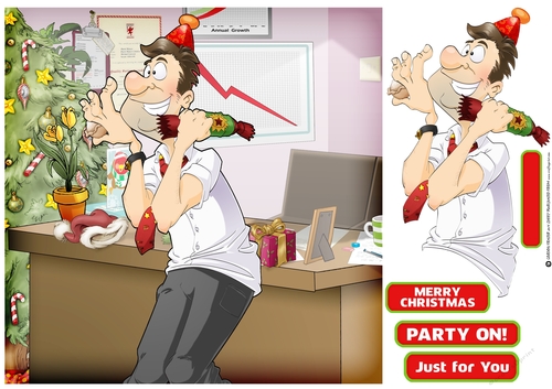 Office Christmas Party Dude 8x8 Quick Card