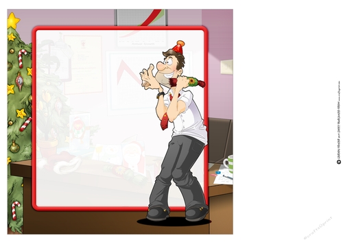 Office Christmas Party Dude 8x8 Quick Card Insert