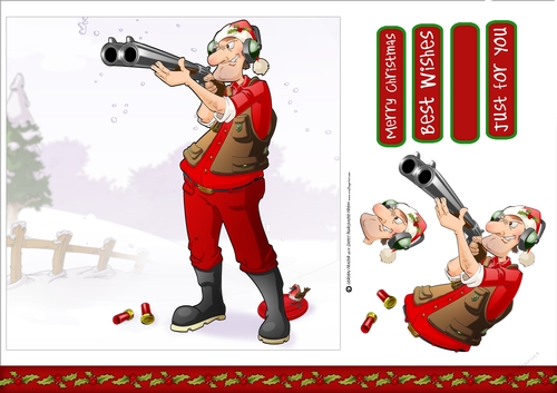 Christmas Clay Pigeon Shooting Dude 7x7 Quick Card