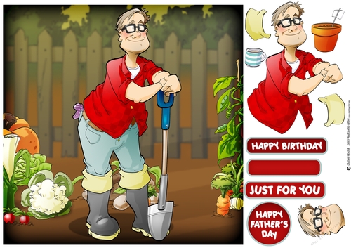 Gardening/Allotment Dude Glasses 8x8 Quick Card
