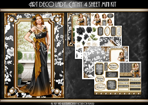 Art Deco Lady Cathy 4 Sheet mini Kit Black