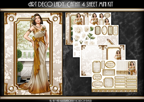 Art Deco Lady Cathy 4 Sheet mini Kit Cream