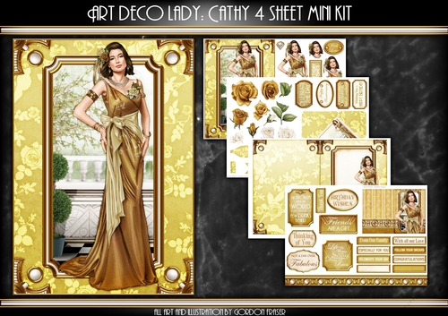Art Deco Lady Cathy 4 Sheet mini Kit Gold