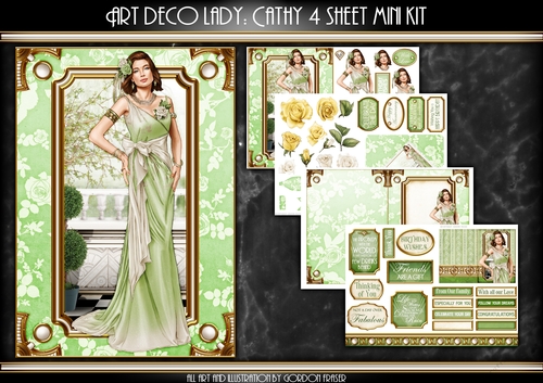 Art Deco Lady Cathy 4 Sheet mini Kit Green