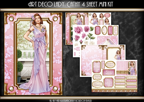 Art Deco Lady Cathy 4 Sheet mini Kit Light Pink