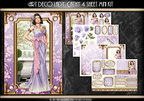 Art Deco Lady Cathy 4 Sheet mini Kit Lilac