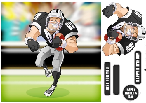 American Football Dude (Black and Silver) 8x8 Quick Card