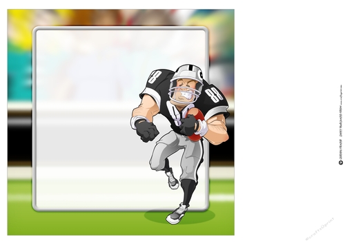 American Football Dude (Black and Silver) 8x8 Quick Card Insert