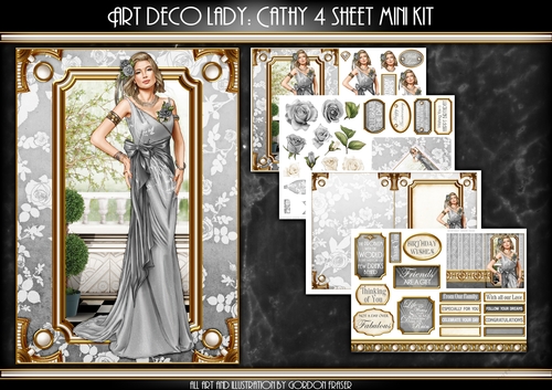 Art Deco Lady Cathy 4 Sheet mini Kit Silver