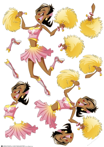 Cheerleader Dudess (Pink) Decoupage Sheet