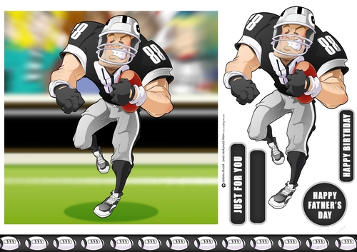 American Football Dude (Black and Silver) 7x7 Quick Card