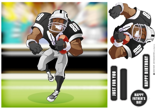 American Football Dude (Black and Silver) 8x8 Quick Card 2