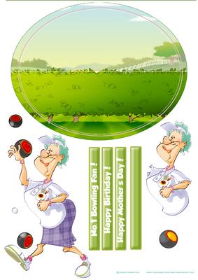 Lawn Bowls Lady Wobble Card.