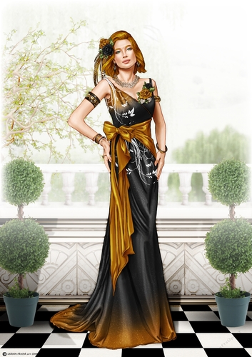 Art Deco Lady Cathy A4 Black