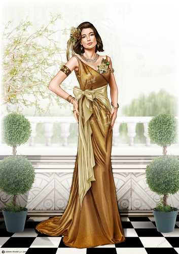 Art Deco Lady Cathy 4 A4 Gold