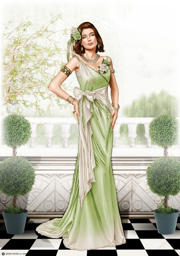 Art Deco Lady Cathy 4 A4 Green