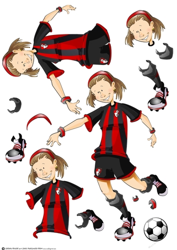 Black and Red Football Girl Decoupage Sheet