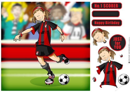 Black and Red Football Girl 8x8 Quick Card Front