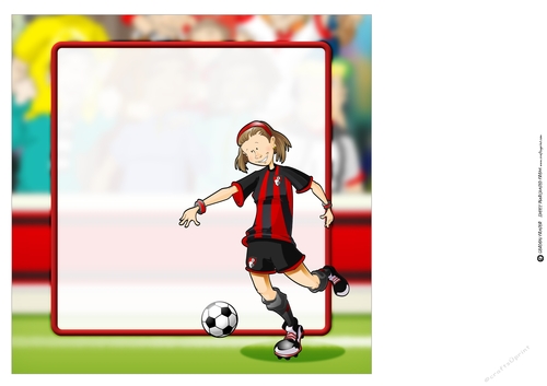 Black and Red Football Girl 8x8 Insert