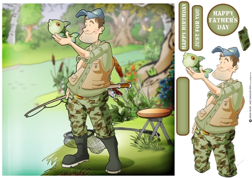 Fishing Dude 2 (Camo) 8x8 Quick Card Front