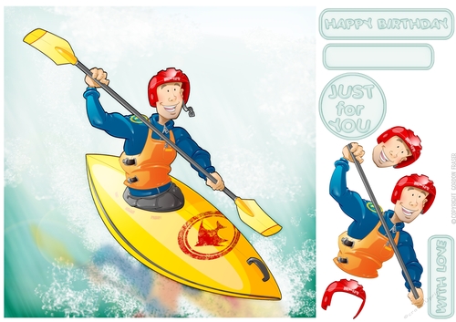Canoe/kayak Dude (yellow) 8x8 Card Front