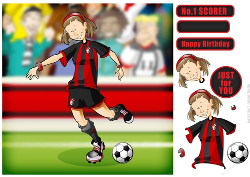Black and Red Football Girl 7x7 Quick Card Front