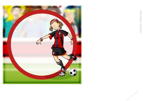 Black and Red Football Girl 7x7 Quick Card Front Insert