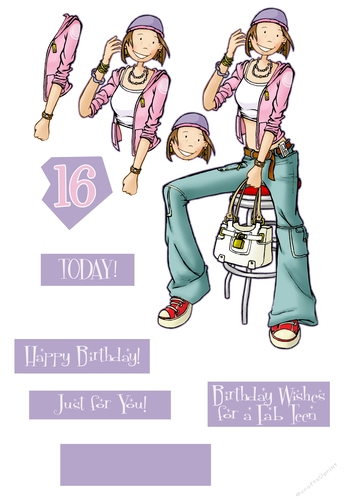Teen Shopping Dudess Decoupage and Sentiment Sheet