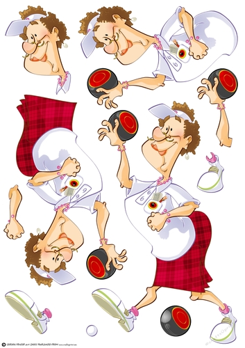 Lawn Bowls Lady (red) Decoupage Sheet