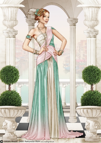 Art Deco Lady Alena A4 Aqua