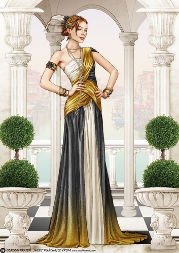 Art Deco Lady Alena A4 Black
