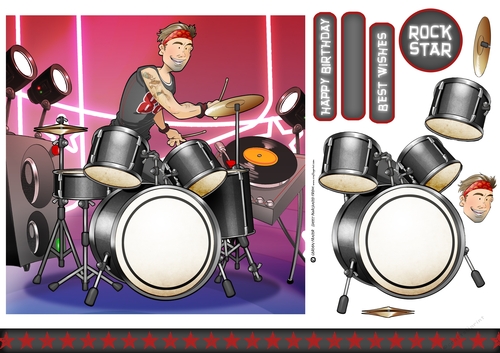 Drummer Dude Black 7x7 Quick Card