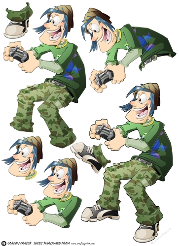 Console Gamer Dude Green Decoupage Sheet