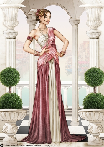 Art Deco Lady Alena A4 Dark Pink